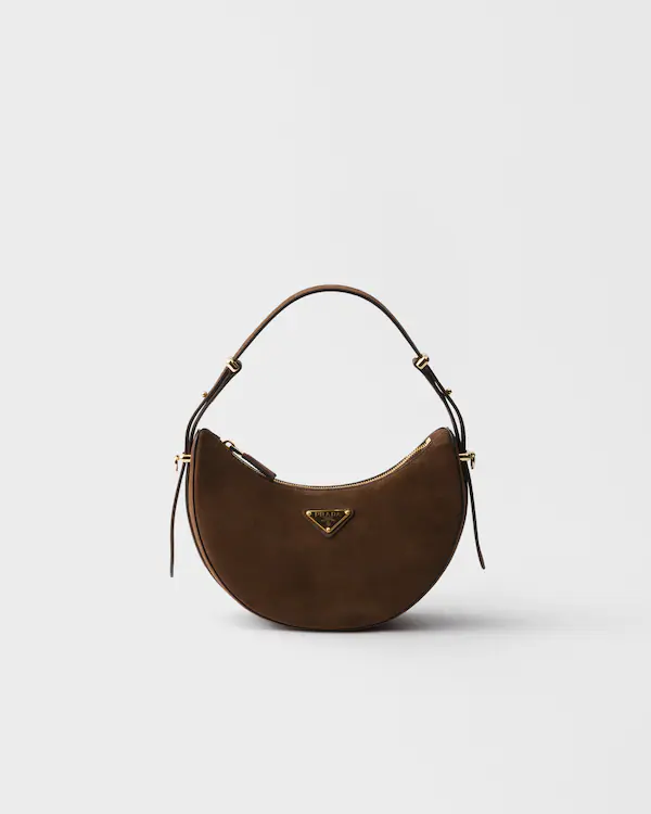 Bolsa de ombro em camurça mini Prada Arqué
