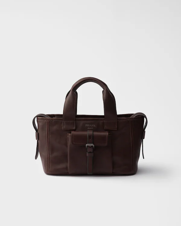 Bolsa tote de couro Prada Route média