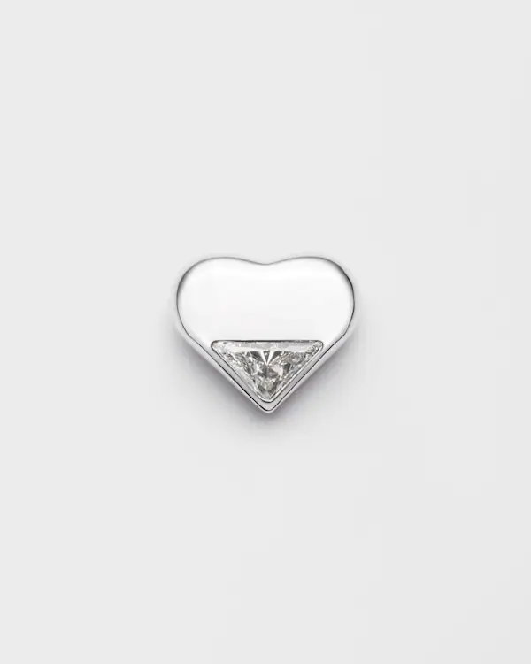 Brinco único Eternal Gold Nano Heart em ouro branco com diamante cultivado em laboratório