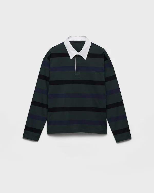 Camisa polo de algodão com mangas compridas