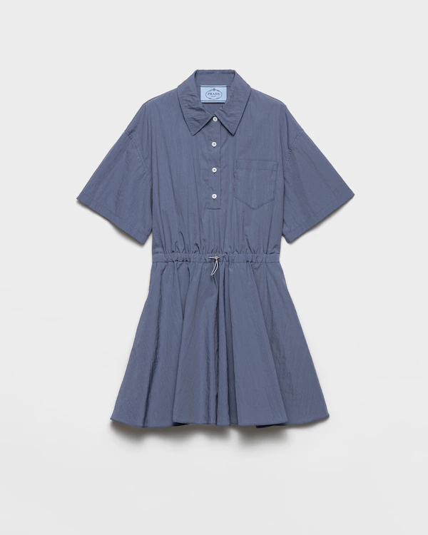 Vestido técnico de pongé com mangas curtas