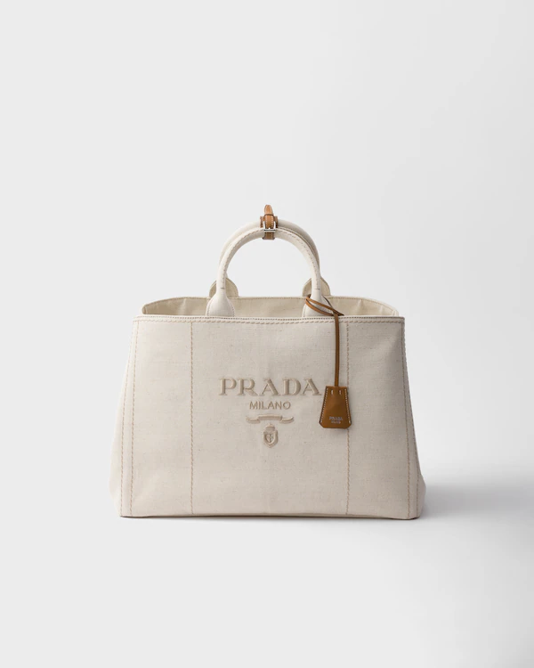 Bolsa tote de linho extra grande Prada Jardinière