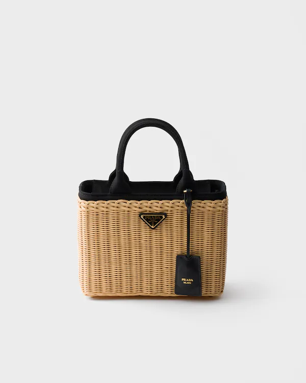 Bolsa de vime e lona média