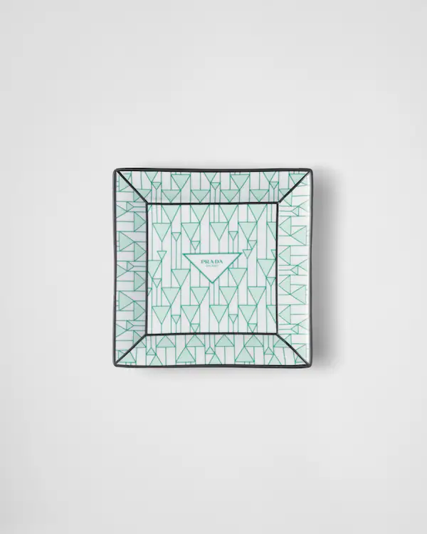 Prato para recolher de porcelana quadrado grande - Verde Viena
