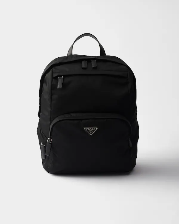 Mochila de re-nylon e couro Saffiano