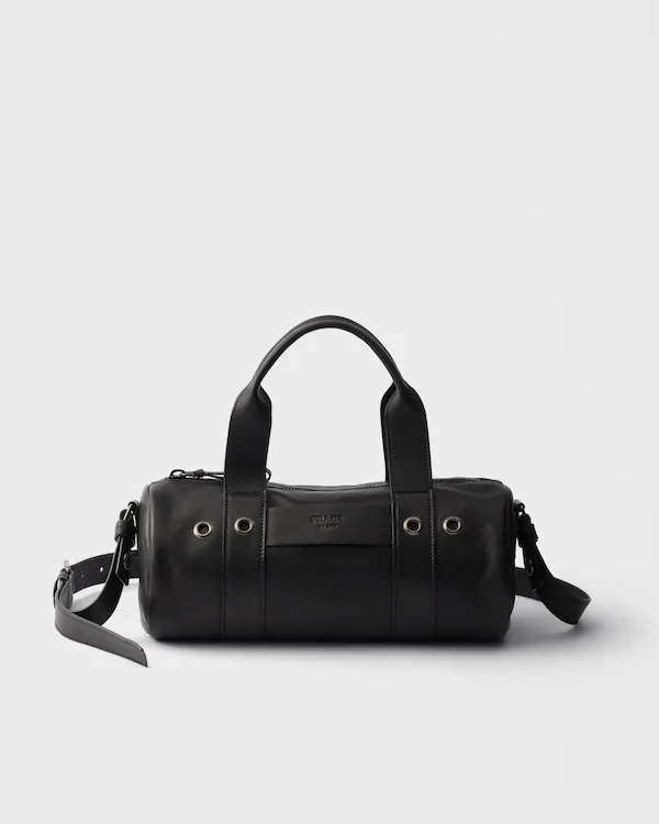 Bolsa de couro grande Prada Route com alça superior