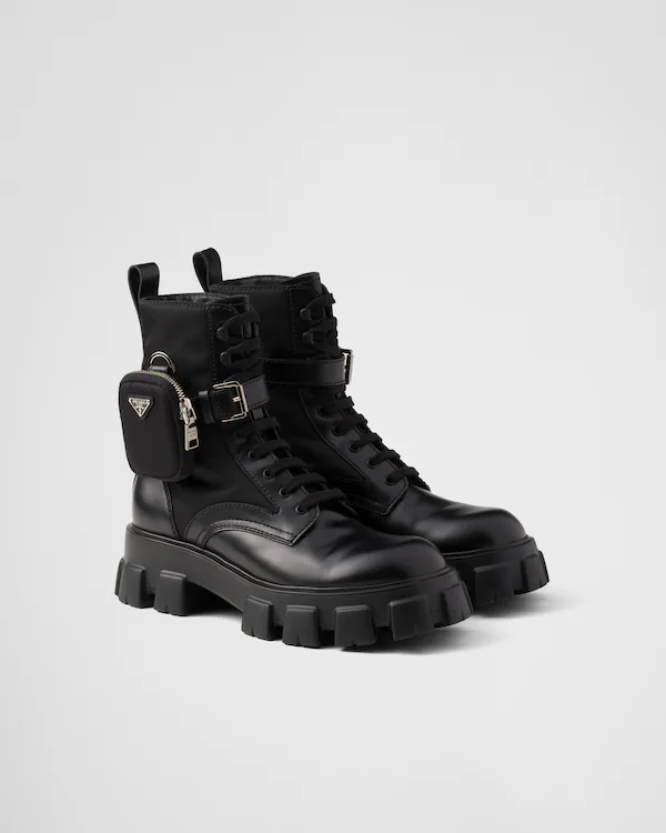 Botas de couro lixado e Re-Nylon com bolsa