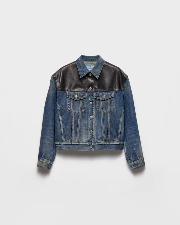 Jaqueta de denim e couro