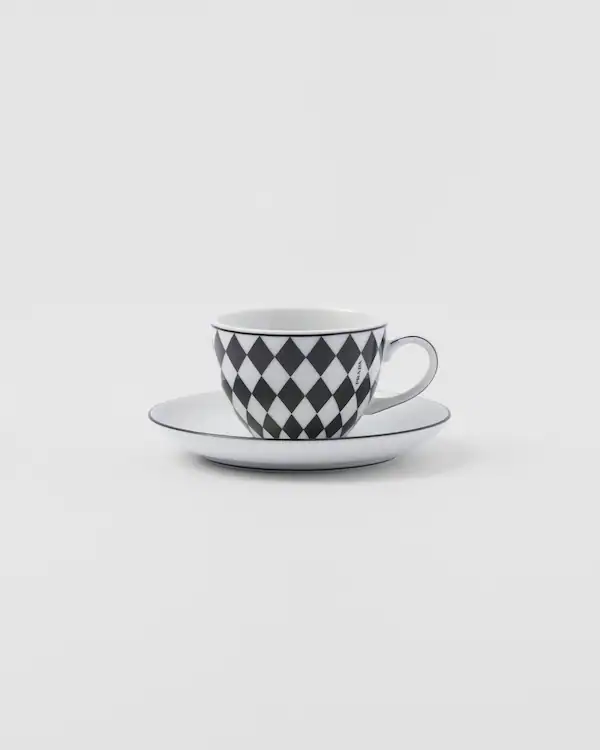 Conjunto de quatro xícaras de café espresso de porcelana - Xadrez