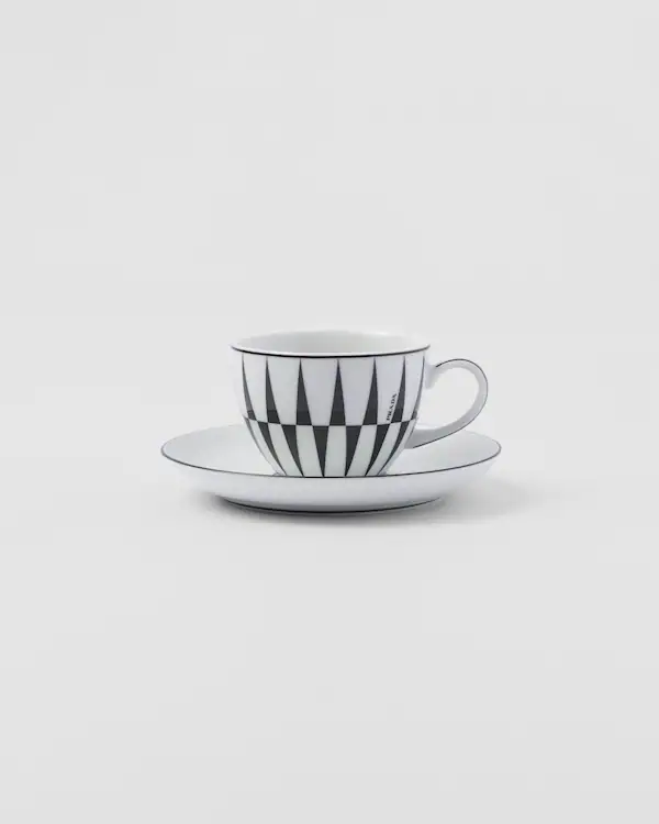 Conjunto de quatro xícaras de porcelana para espresso - Listras