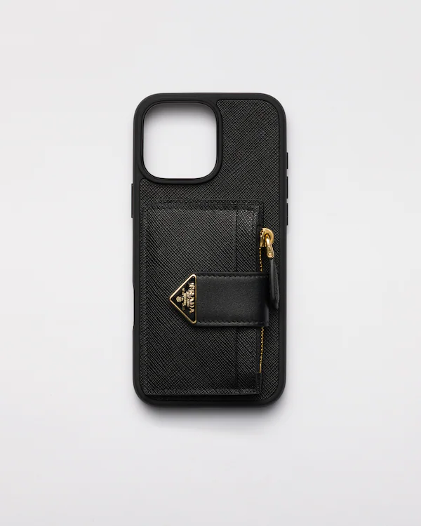 Capa em couro Saffiano para iPhone 16 Pro Max