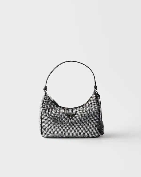Bolsa de seda com cristais incrustados Prada Re-Edition 2005 mini