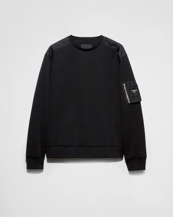 Camisola de malha de algodão e Re-Nylon