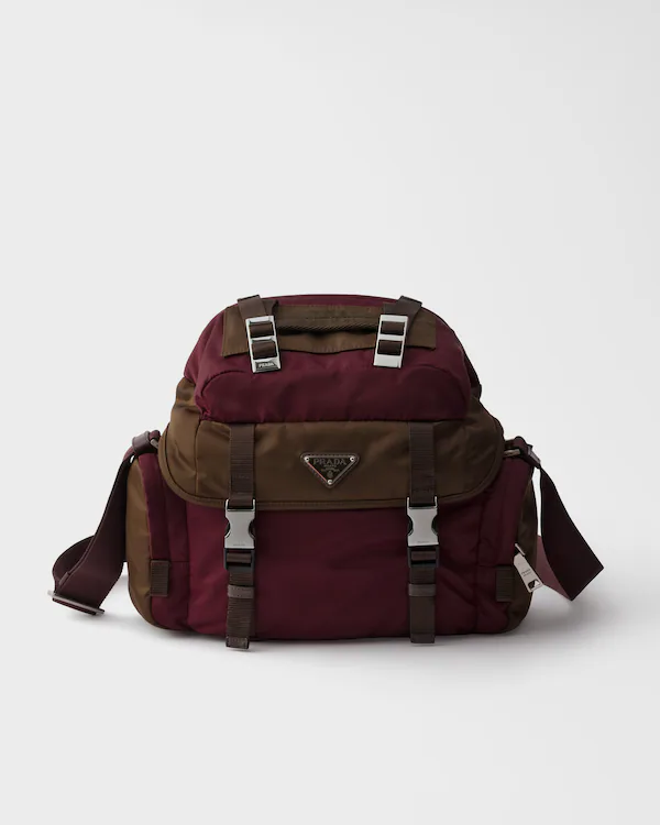 Bolsa de ombro em Re-Nylon e couro