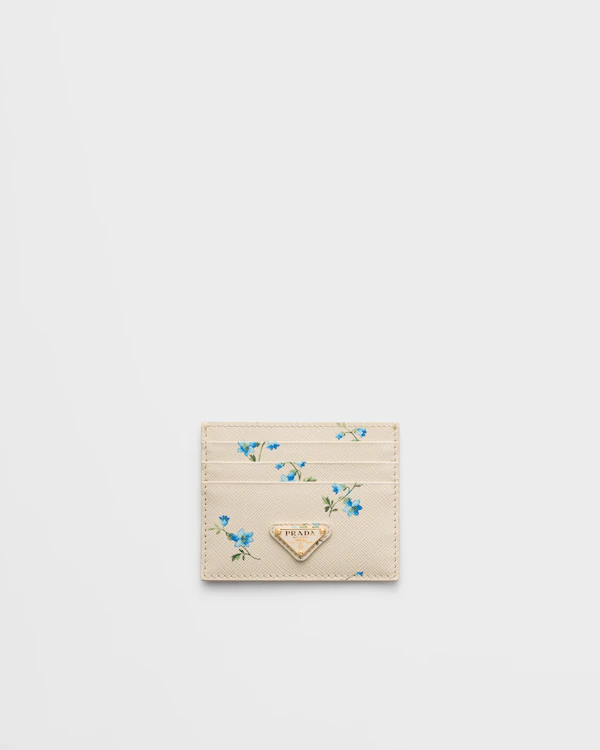 Porta-cartões de couro Saffiano estampado