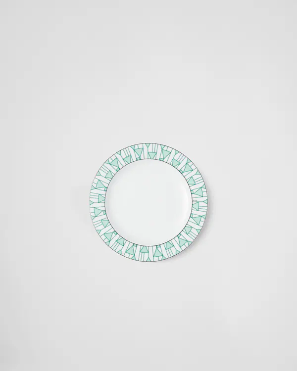 Conjunto de dois pratos de jantar de porcelana - Verde Viena
