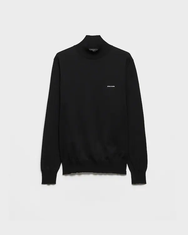 Suéter de malha de algodão com gola mock turtleneck