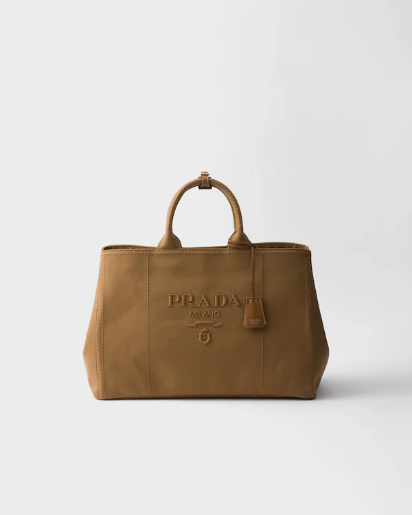 Bolsa de mão extra-grande em lona de algodão Prada Jardinière