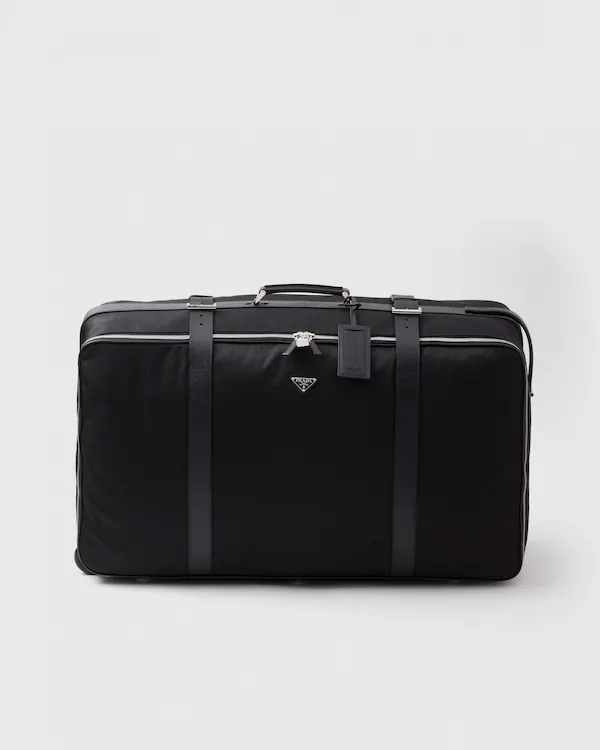 Mala de couro Re-Nylon e Saffiano média