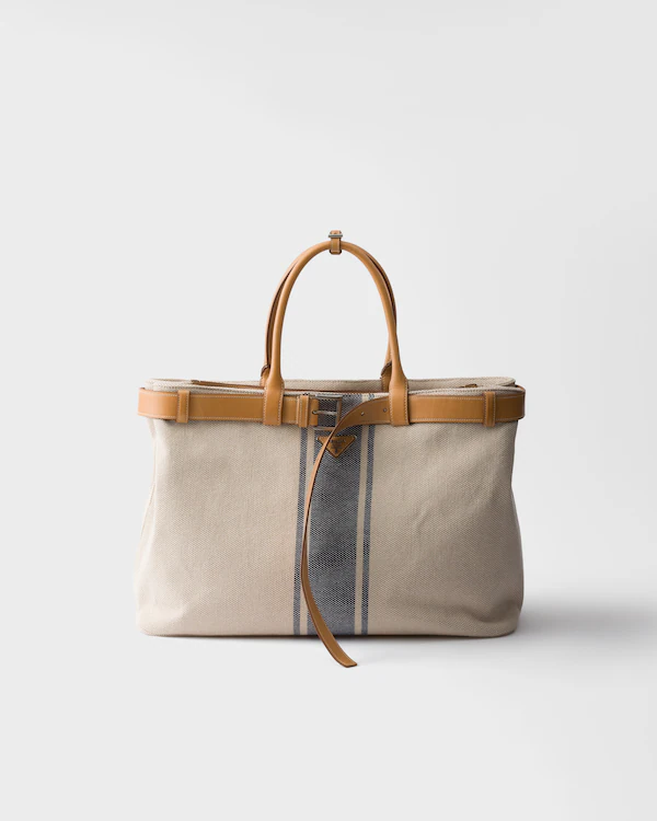 Bolsa de pano e couro com fivela Prada