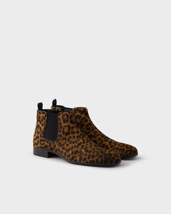 Bota de couro estampado