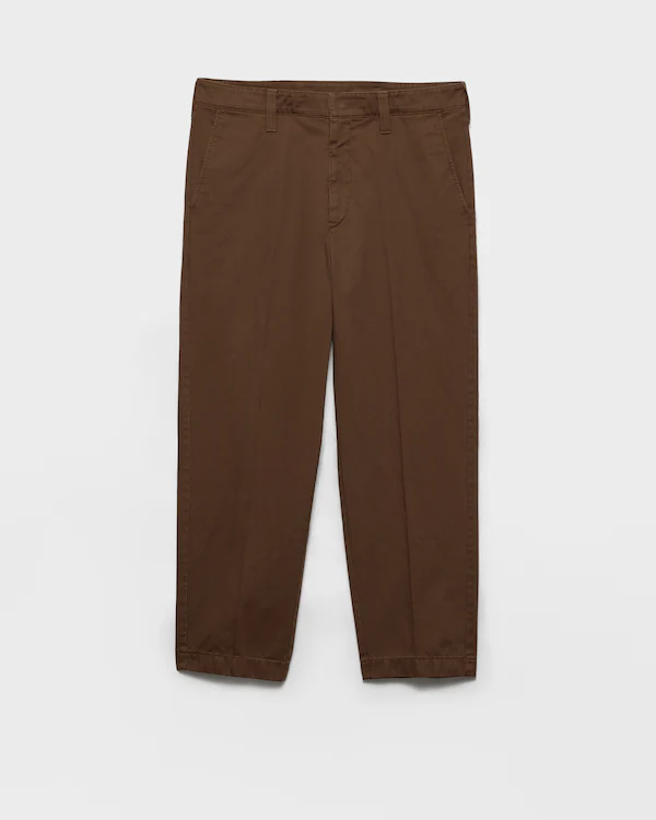 Calças de gabardina de algodão