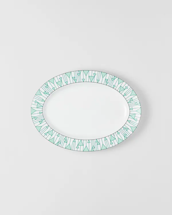 Prato de servir de porcelana grande - Verde Viena