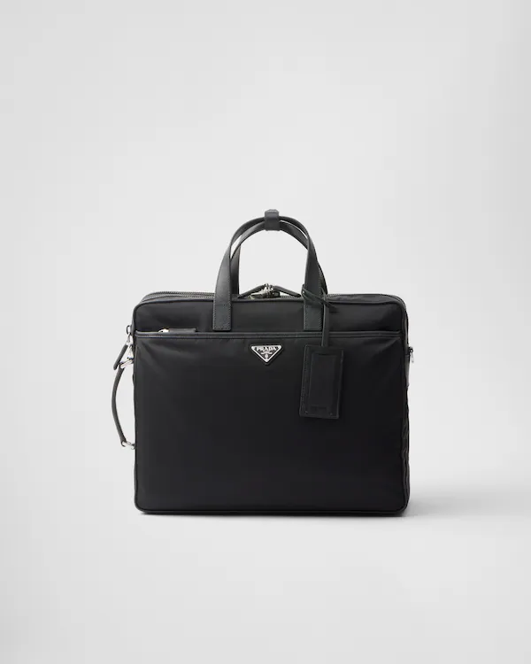 Mochila de Re-Nylon e couro Saffiano