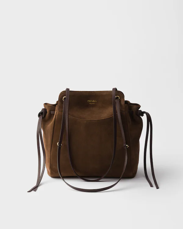 Bolsa tote média em camurça Prada