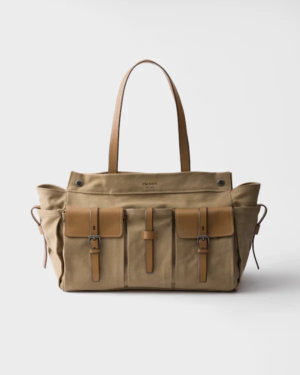 Bolsa tote em tecido e couro Prada Route