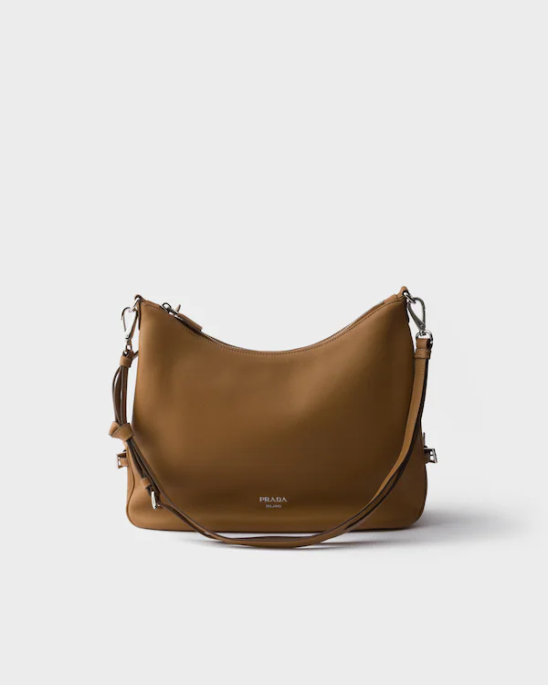 Bolsa de ombro de couro grande Prada