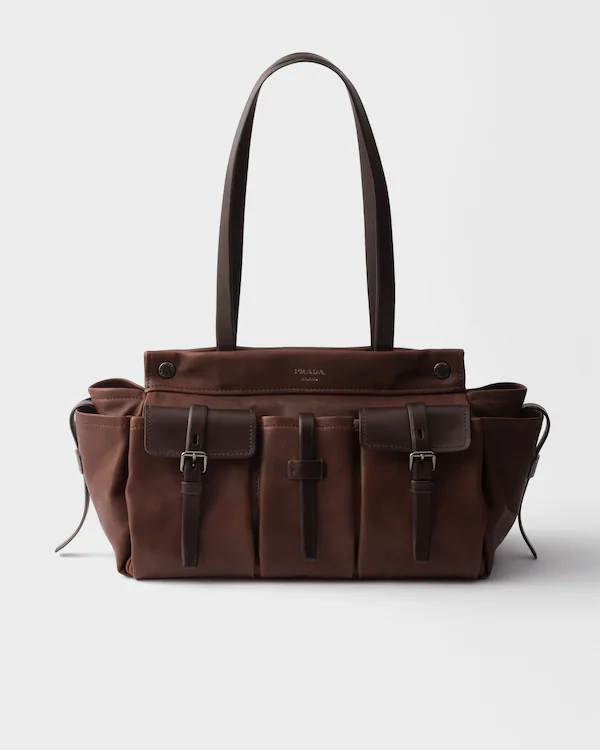 Bolsa de mão grande em couro Prada Route
