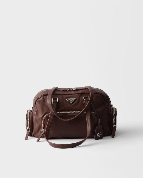 Bolsa de couro lavado com alça superior