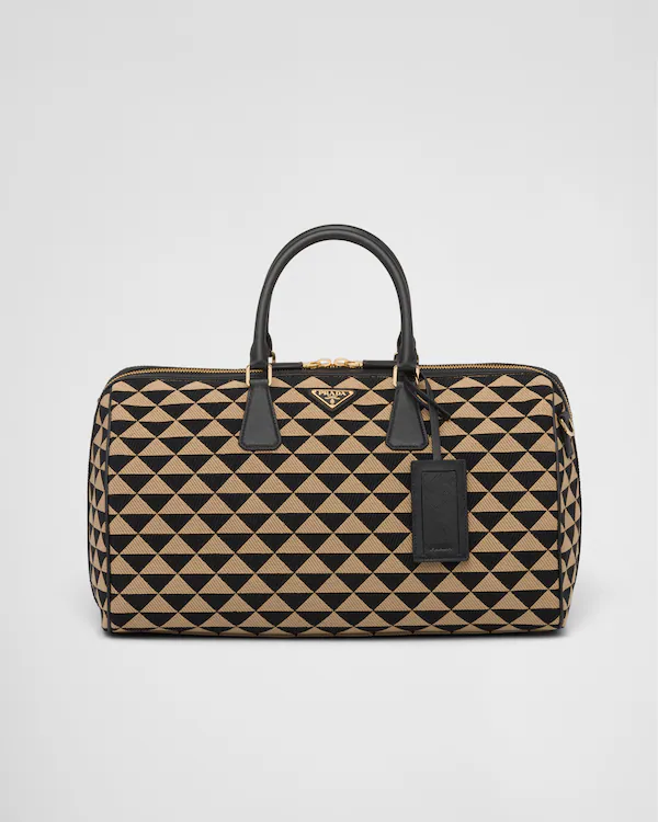 Bolsa de viagem de tecido com bordado Prada Symbole média