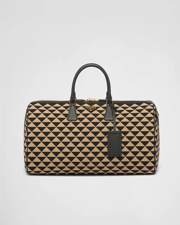Bolsa de viagem de tecido com bordado Prada Symbole grande