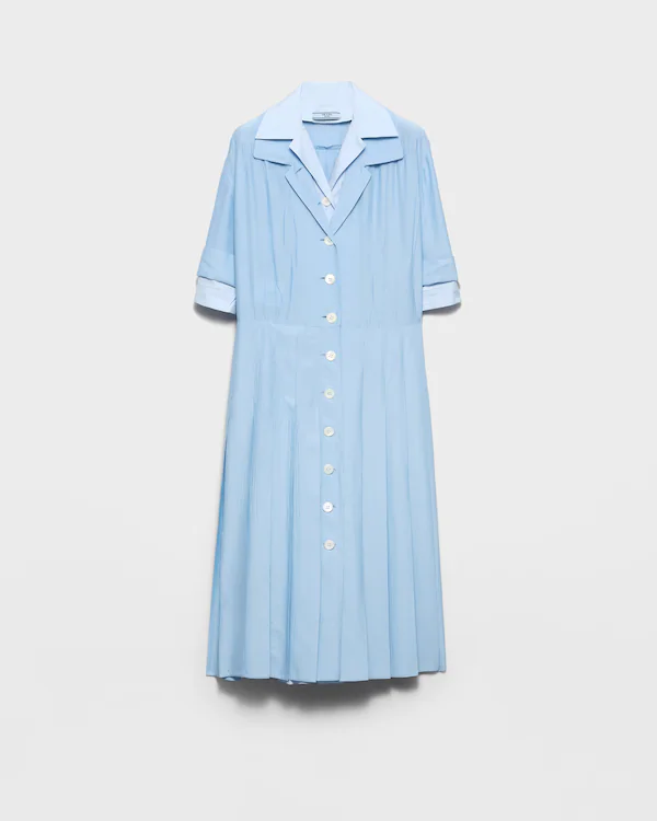 Vestido camisa de pongé e poplin